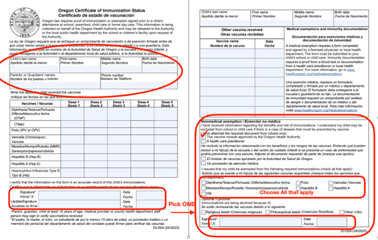 OR Certificate of Immunization Status